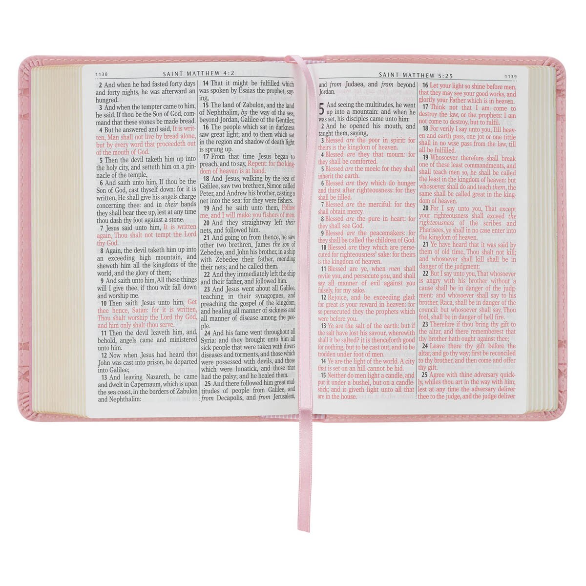 Crown of Thorns Pink faux Leather Large Print Compact King James Bible