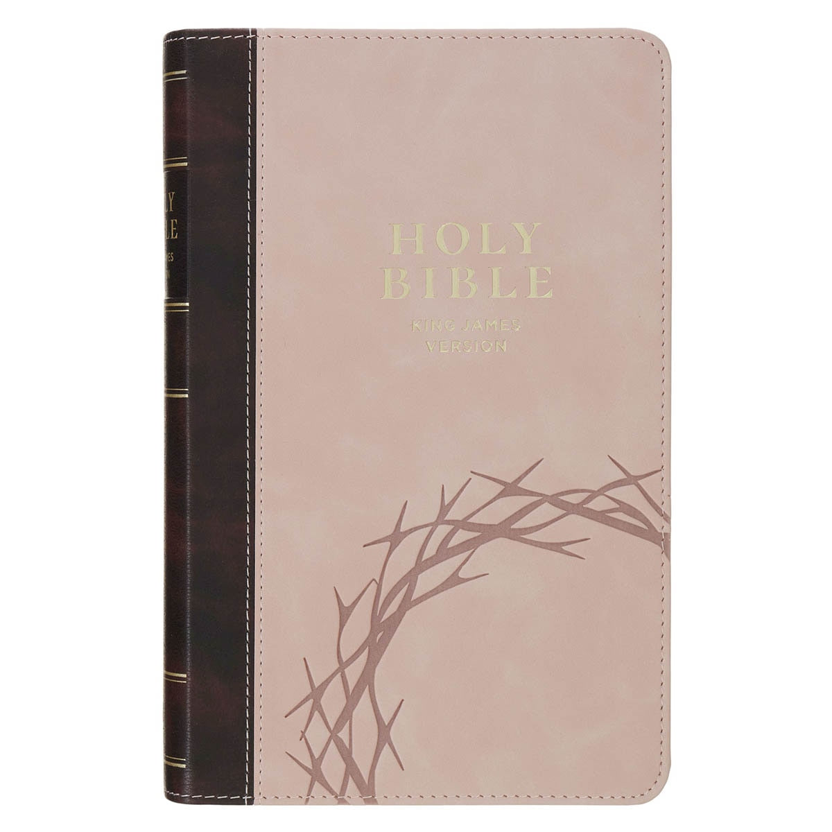 Espresso and Pink Faux Leather Standard-size King James Version Bible with Thumb Index