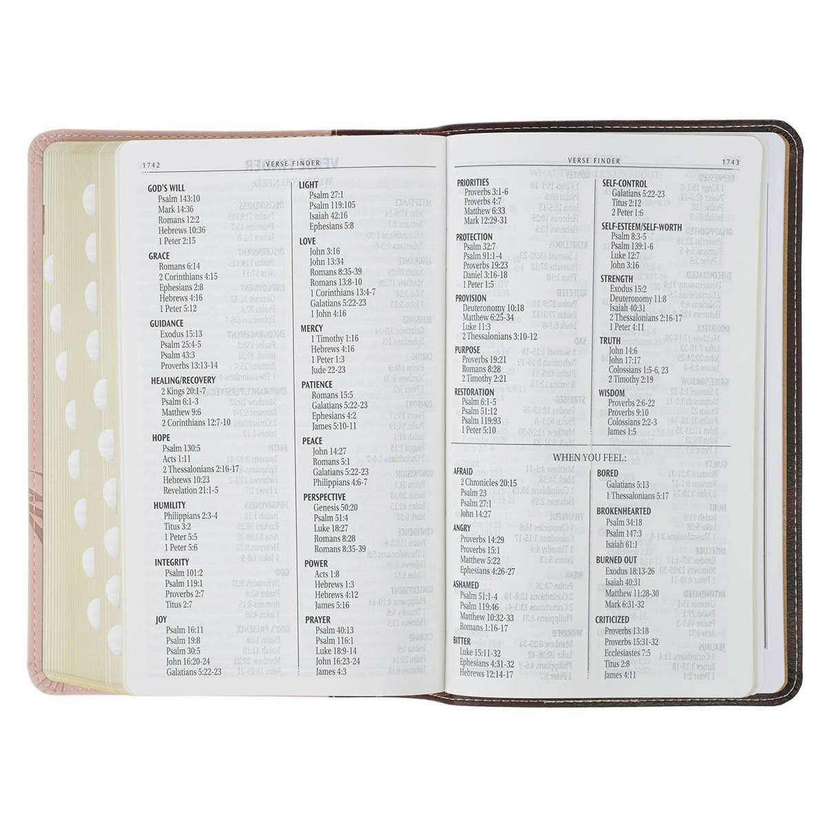 Espresso and Pink Faux Leather Standard-size King James Version Bible with Thumb Index