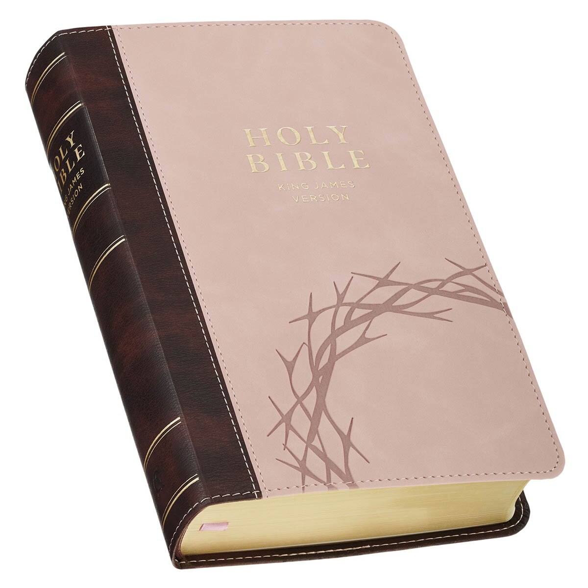 Espresso and Pink Faux Leather Standard-size King James Version Bible with Thumb Index