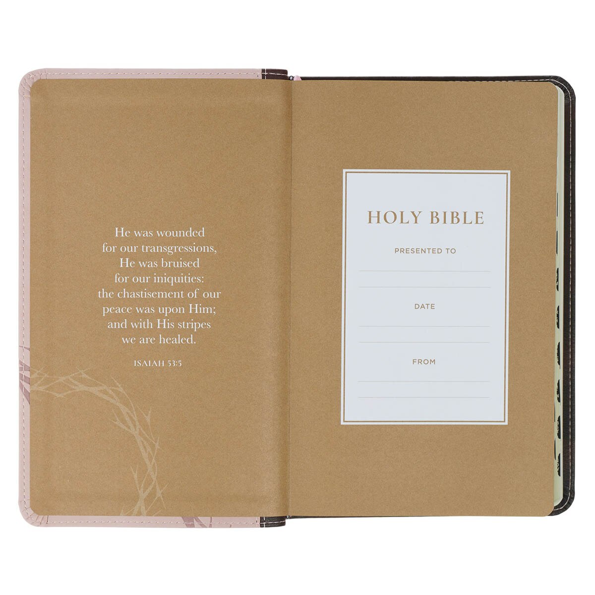 Espresso and Pink Faux Leather Standard-size King James Version Bible with Thumb Index