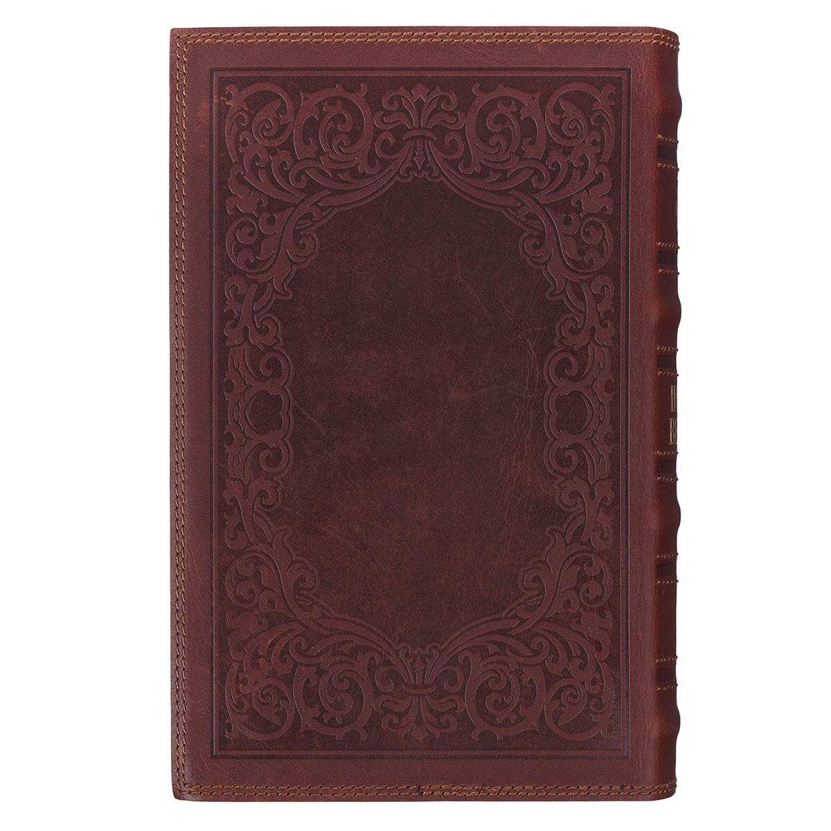 Chestnut Brown Full-grain Leather Giant Print Standard-size King James Version Bible with Thumb Index