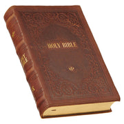 Chestnut Brown Full-grain Leather Giant Print Standard-size King James Version Bible with Thumb Index