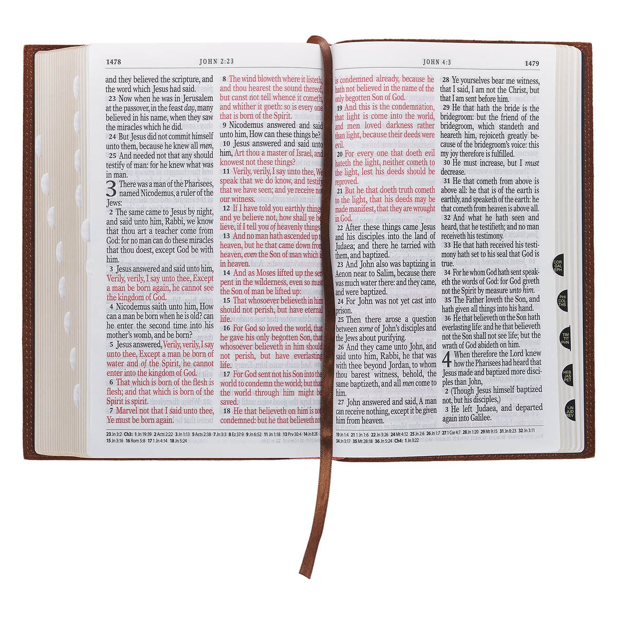 Chestnut Brown Full-grain Leather Giant Print Standard-size King James Version Bible with Thumb Index