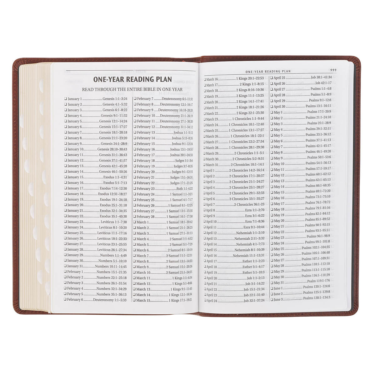 Triple Pane Frame Saddle Tan Full-grain Leather King James Version Deluxe Gift Bible with Thumb Index