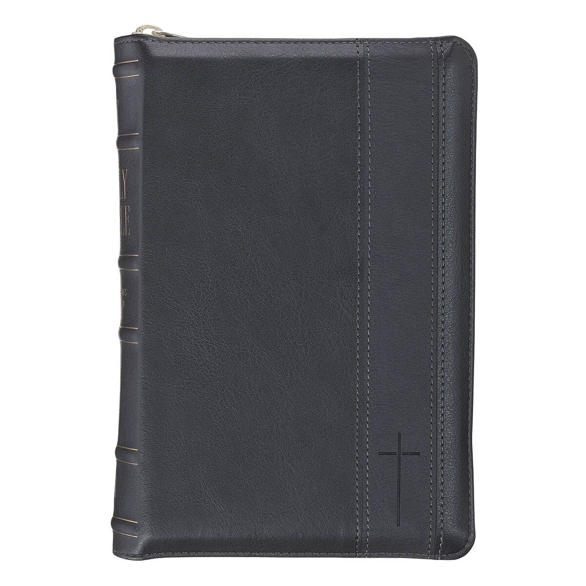 Black Faux Leather Personal-size Giant Print Zippered Compact King James Version Bible