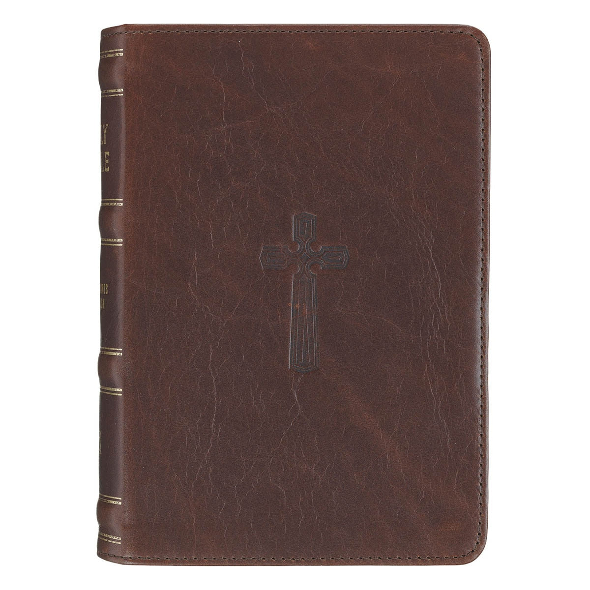 Mahogany Brown Genuine Leather Large Print Compact Bible