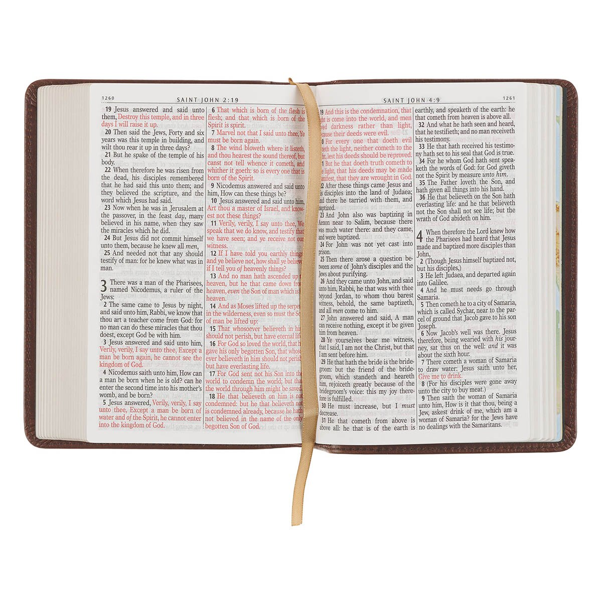 Mahogany Brown Genuine Leather Large Print Compact Bible