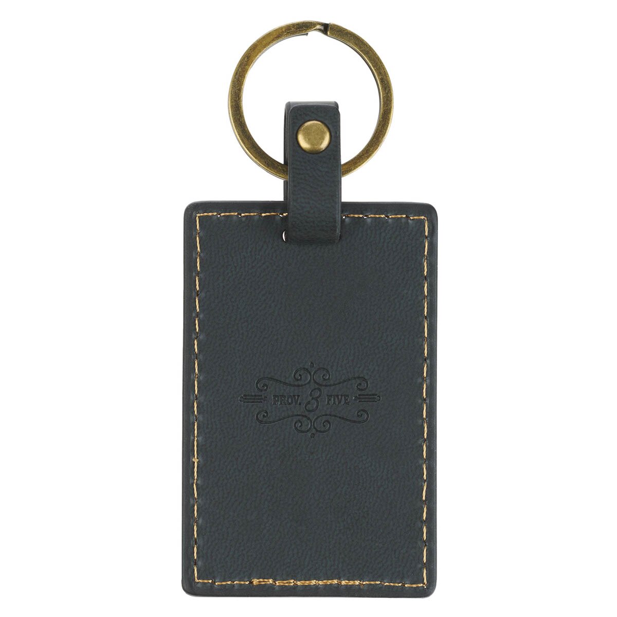 Trust in the Lord Charcoal Gray Faux Leather Keychain - Proverbs 3:5