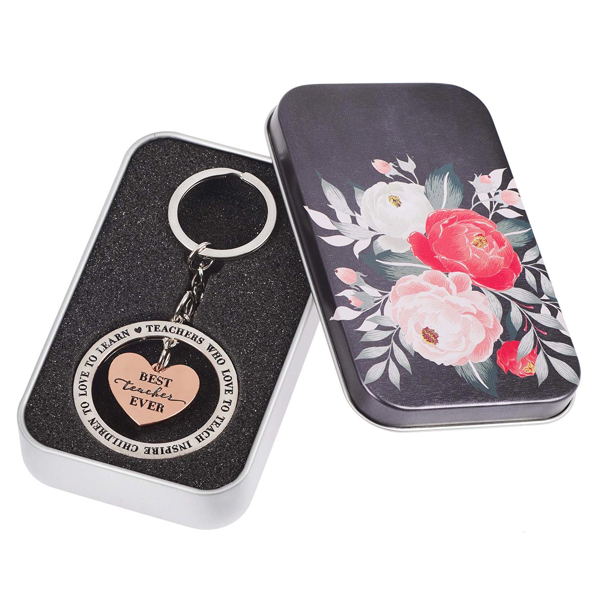 Best Teacher Ever Metal Key Ring in Gift Tin