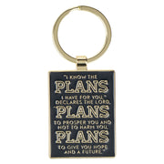 The Plans Modern Blue Grid Keychain in a Gift Tin - Jeremiah 29:11