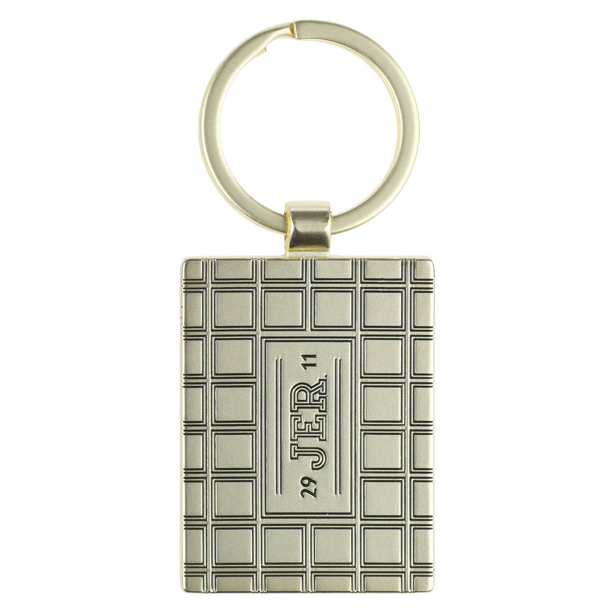 The Plans Modern Blue Grid Keychain in a Gift Tin - Jeremiah 29:11