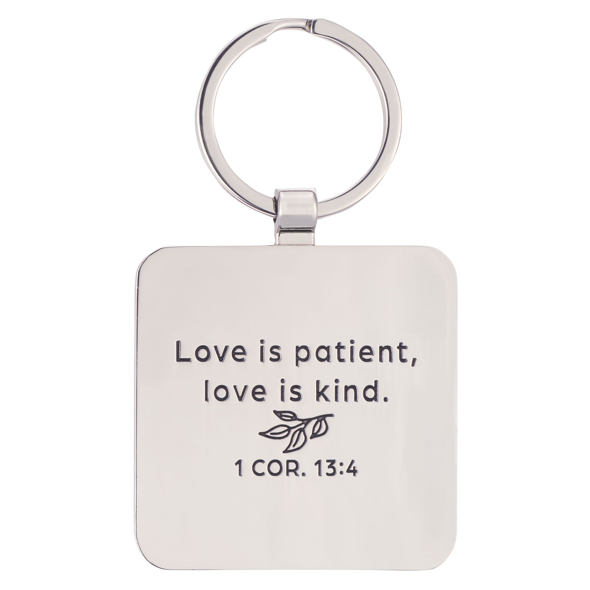 I Love You Mom Pink Epoxy-coated Metal Keychain -  1 Corinthians 13:4
