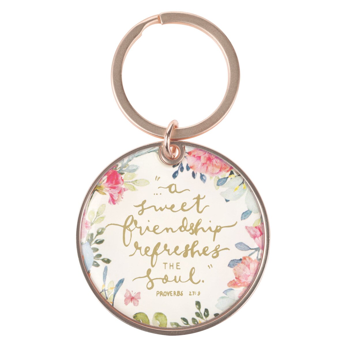 Sweet Friendship Bright Floral Wreath Keychain - Proverbs 27:9