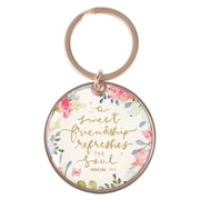 Sweet Friendship Bright Floral Wreath Keychain - Proverbs 27:9