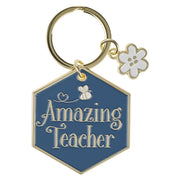 Amazing Teacher Blue Metal Keychain with Charm