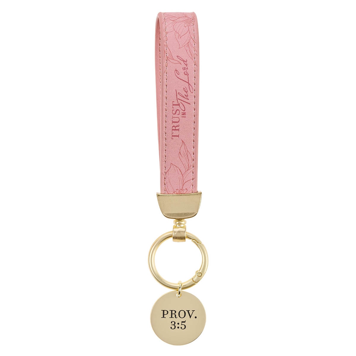 Trust in the Lord Pink Faux Leather Wristlet Keychain - Proverbs 3:5