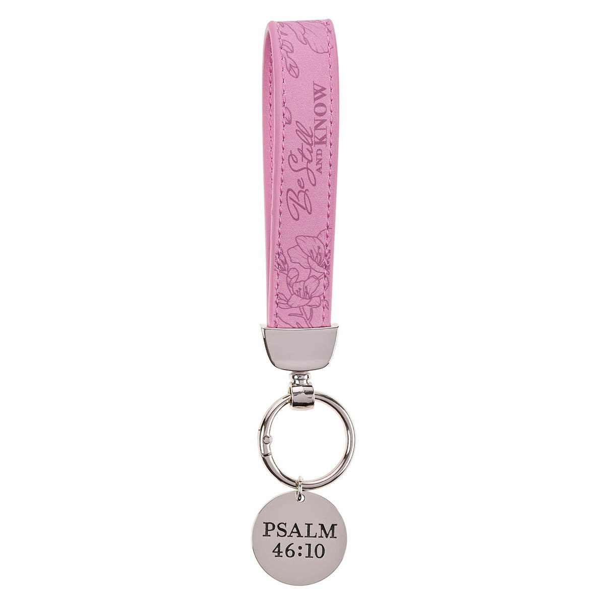 Be Still and Know Lavender Faux Leather Wristlet Keychain - Psalm 46:10