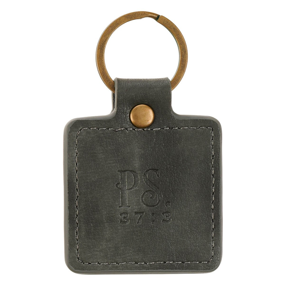 Trust in the Lord Gray Faux Leather Keychain - Psalm 37:3