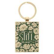 Be Still Teal Epoxy-filled Metal Keychain - Psalm 46:10