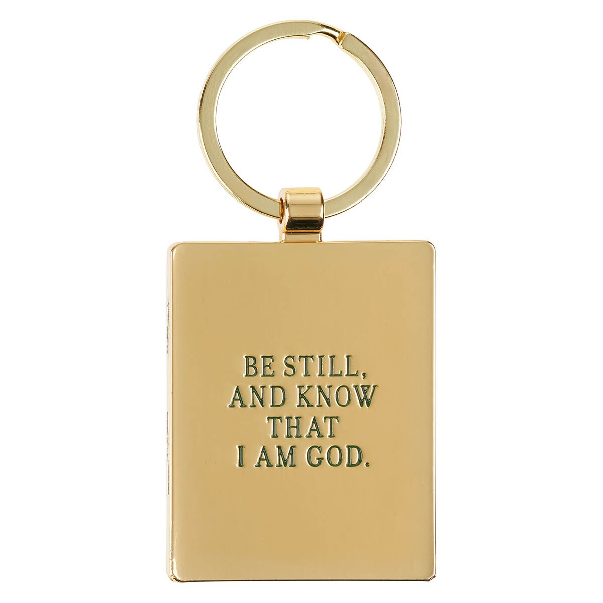 Be Still Teal Epoxy-filled Metal Keychain - Psalm 46:10