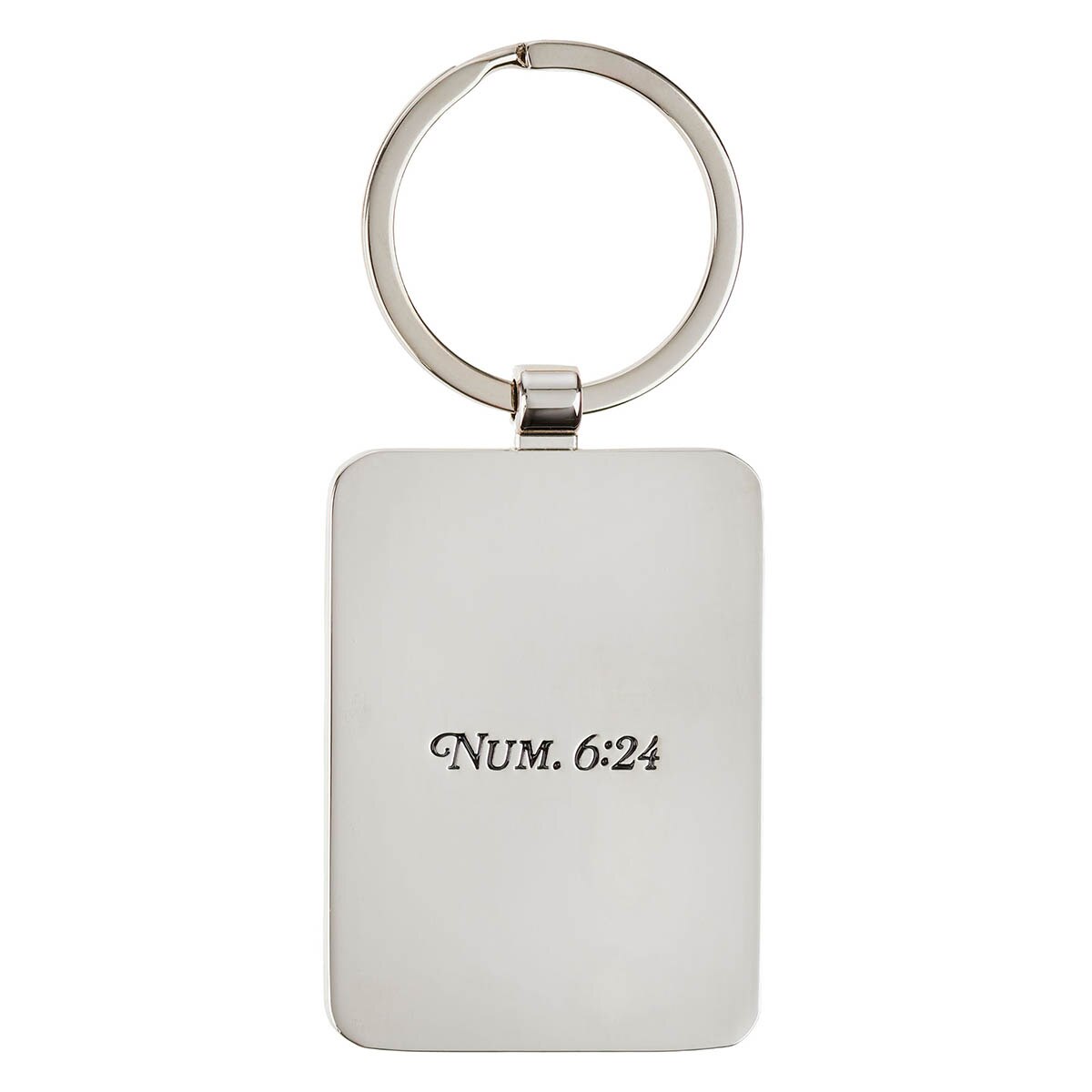 The Lord Bless You Midnight Blue Epoxy-filled Silver Metal Keychain - Numbers 6:24