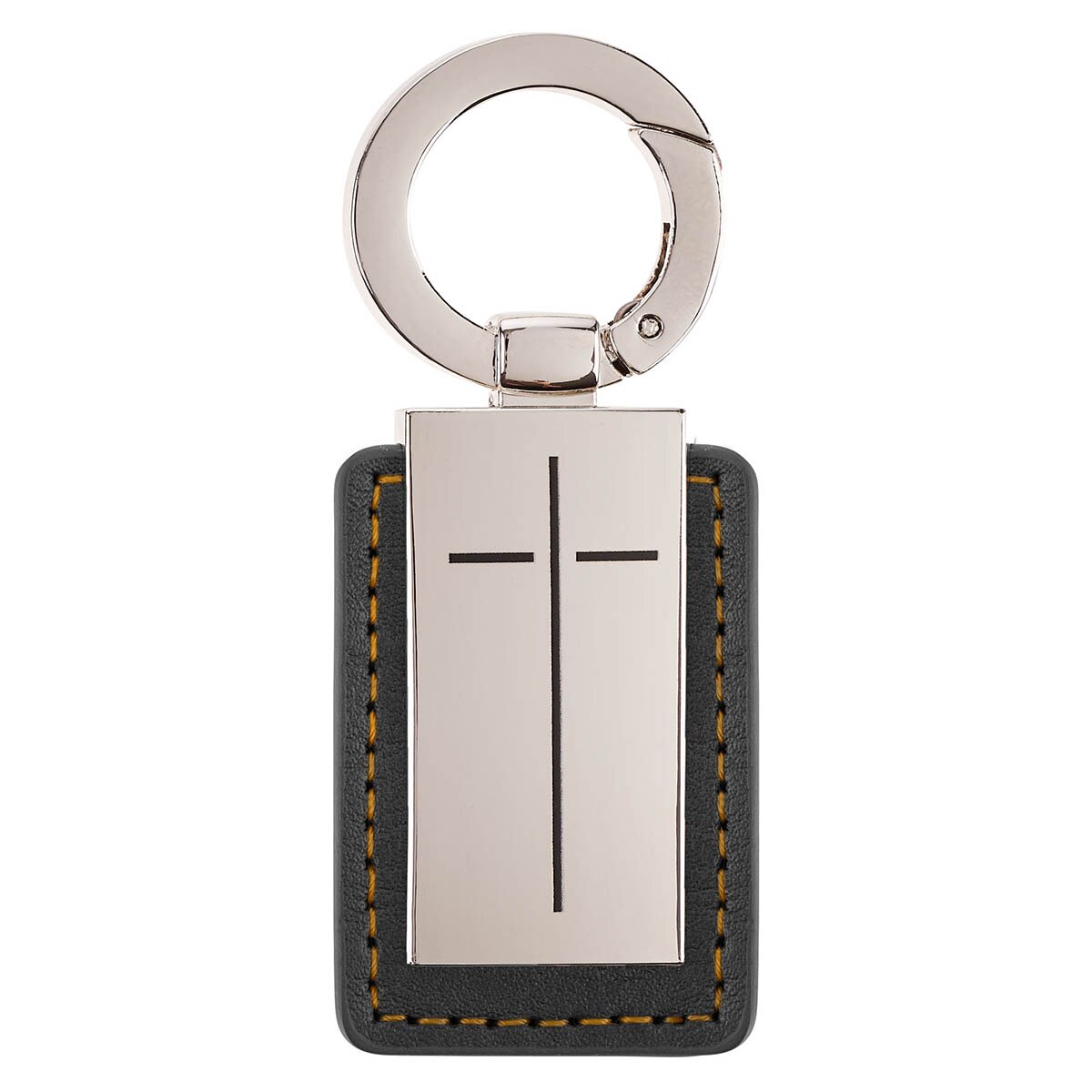 Man of God Black Faux Leather and Silver Metal Cross Keychain