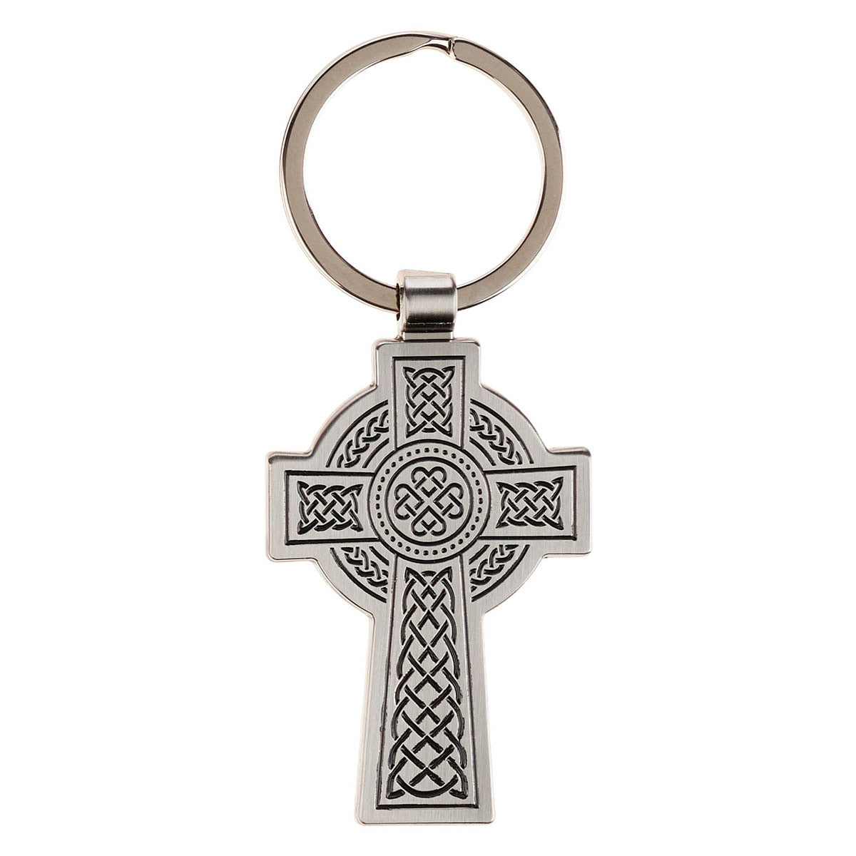 Faith Silver Celtic Cross Metal Keychain - Hebrews 1:11