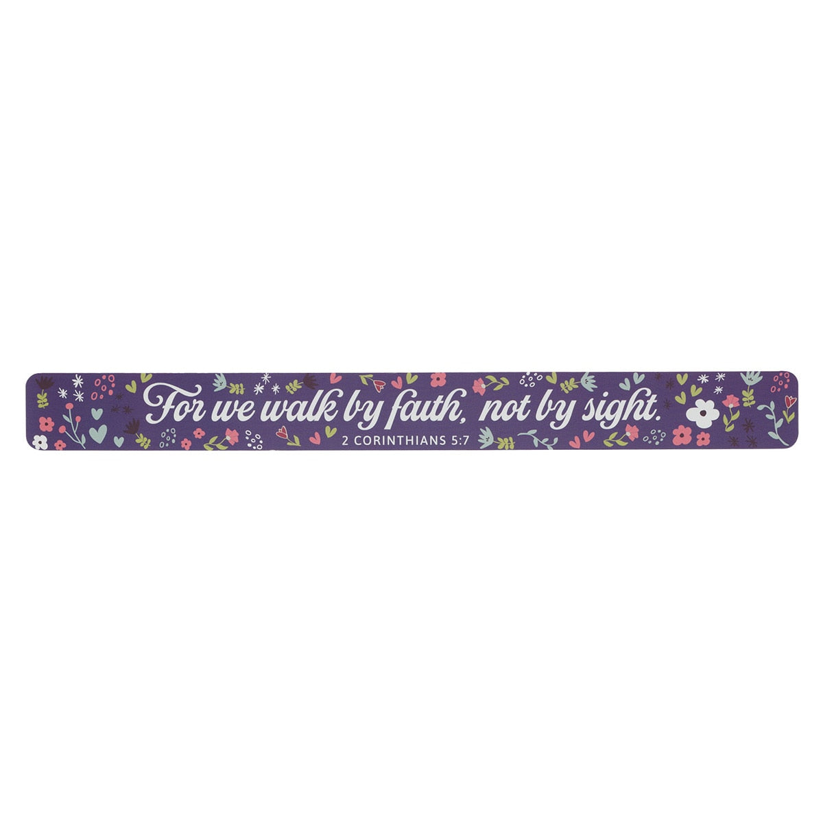 We Walk by Faith Purple Floral Large Magnetic Strip - 2 Corinthians 5:7