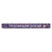 We Walk by Faith Purple Floral Large Magnetic Strip - 2 Corinthians 5:7