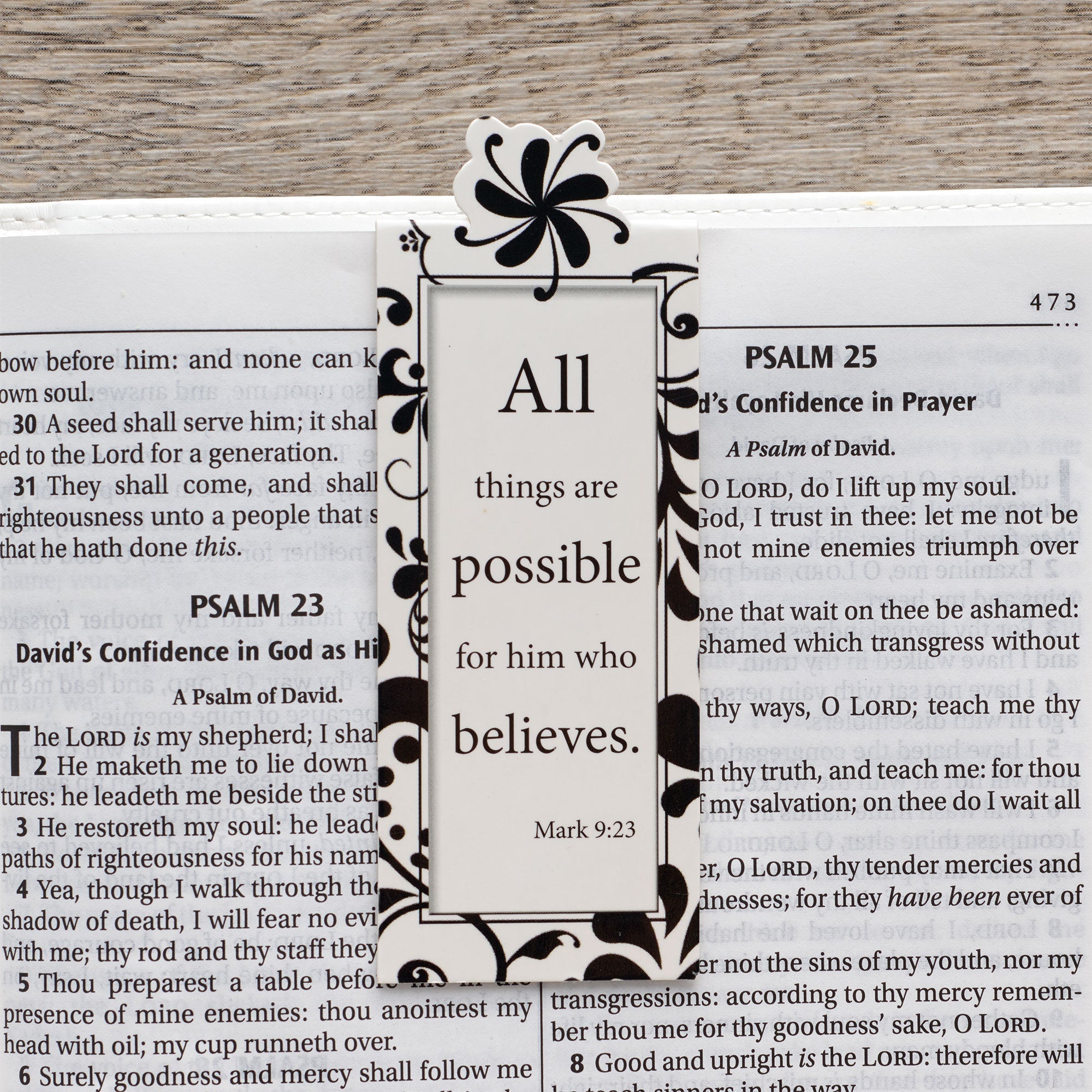 All Things Are Possible Black and White Magnetic Bookmark - Mark 9:23