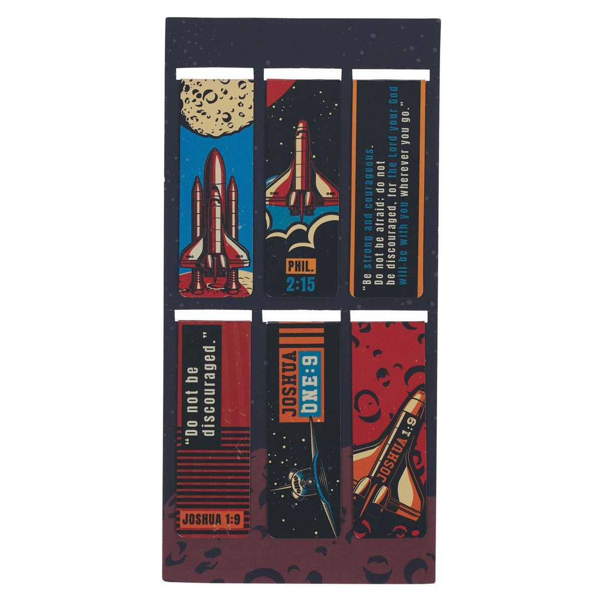 Be Strong Blue Space Magnetic Bookmark Set - Joshua 1:9