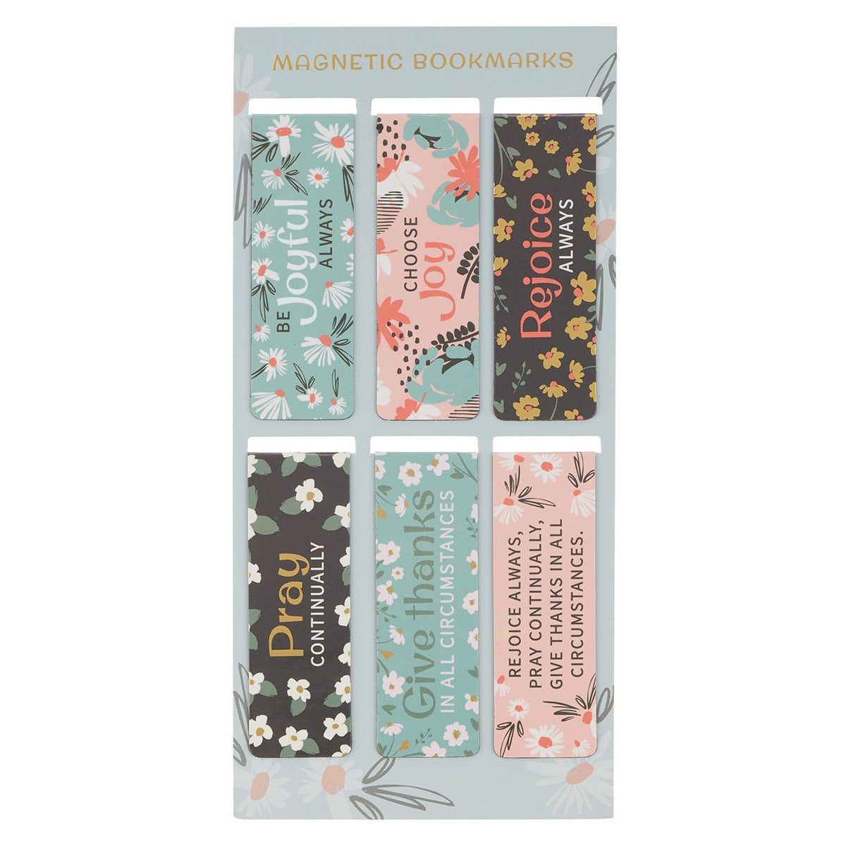 Joy Mint Floral Magnetic Bookmark Set - 1 Thessalonians 5:16-18