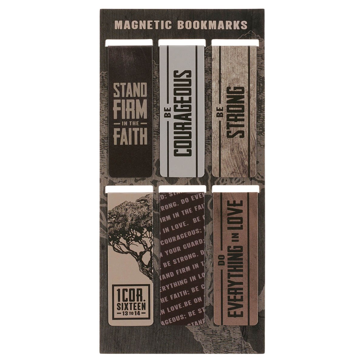 Stand Firm Neutral-tone Magnetic Bookmark Set - 1 Corinthians 16:13-14