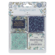 Morning Mercies Blue and Green Floral Magnet Set - Lamentations 3:22–23
