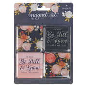 Be Still and Know Painted Peonies Magnet Set - Psalm 46:10