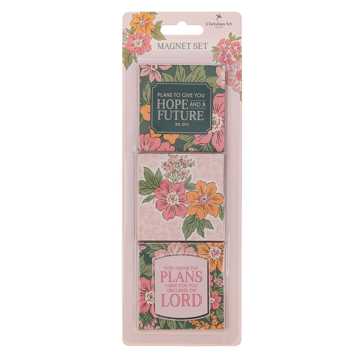 Hope and a Future Pink Floral Magnet Set - Jeremiah 29:11