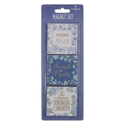 Strength and Dignity Blue Cottage Garden Magnet Set - Proverbs 31:25