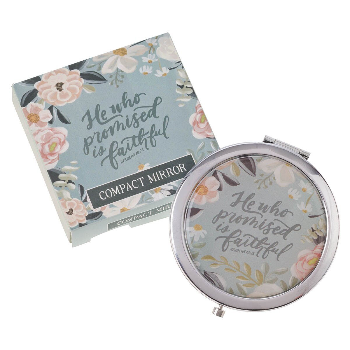 He Who Promised Silver Metal Compact Mirror - Hebrews 10:23