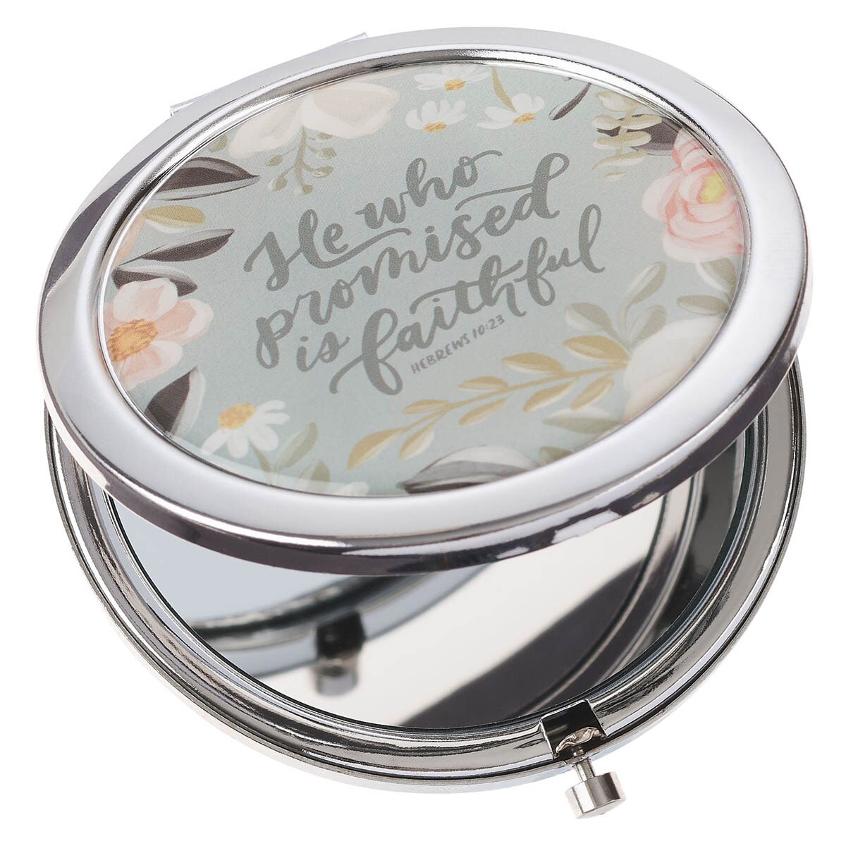 He Who Promised Silver Metal Compact Mirror - Hebrews 10:23