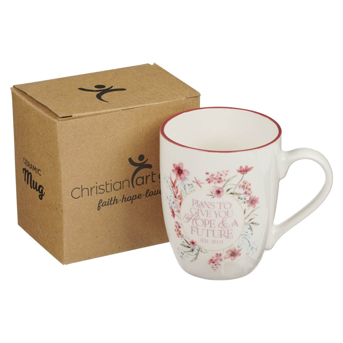 Rosewood Pink Wildflower Ceramic Coffee Mug - Jeremiah 29:11