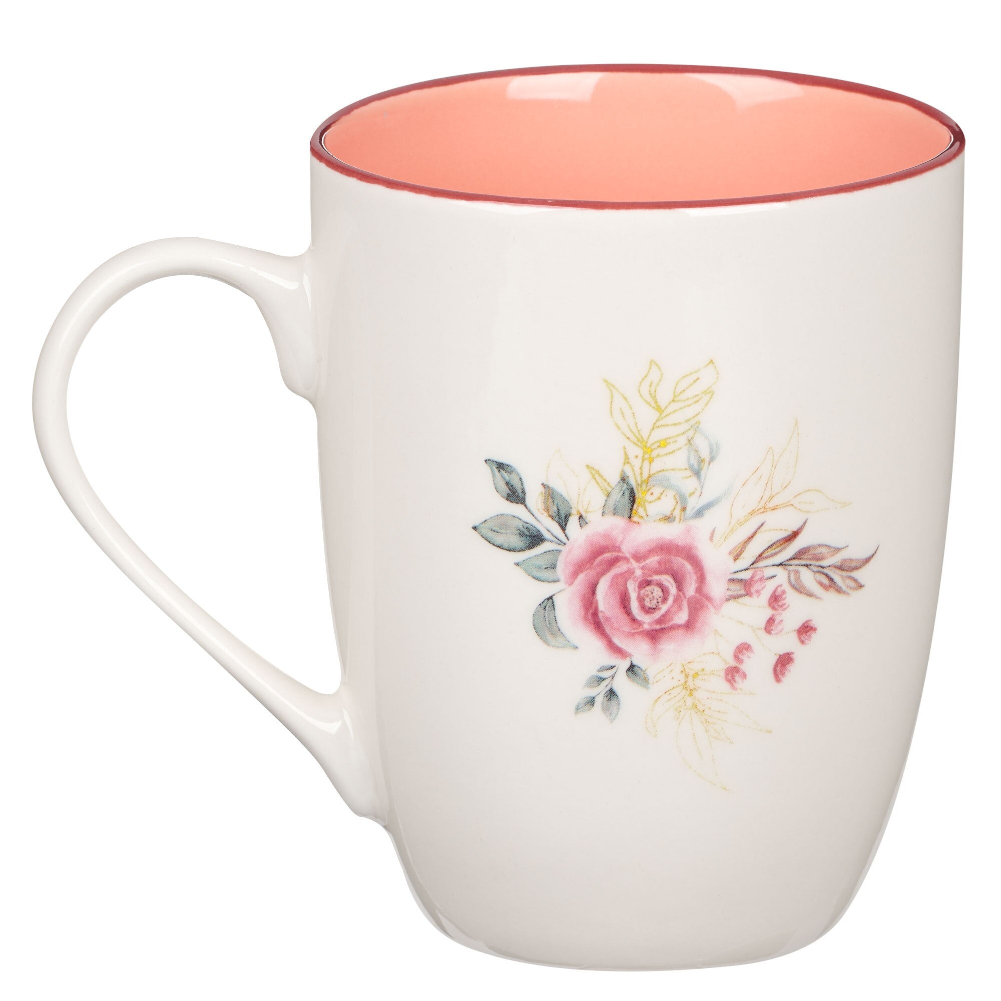 Pink Floral Cross Ceramic Coffee Mug