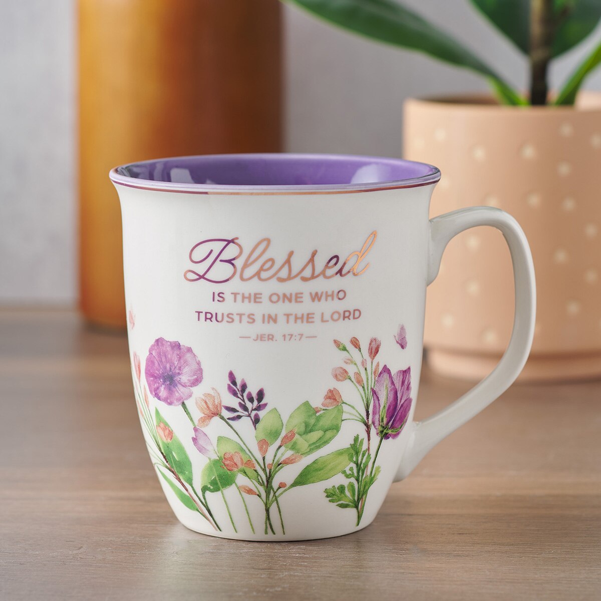 Blessed is the One Purple Meadow Ceramic Coffee Mug - Jeremiah 17:7