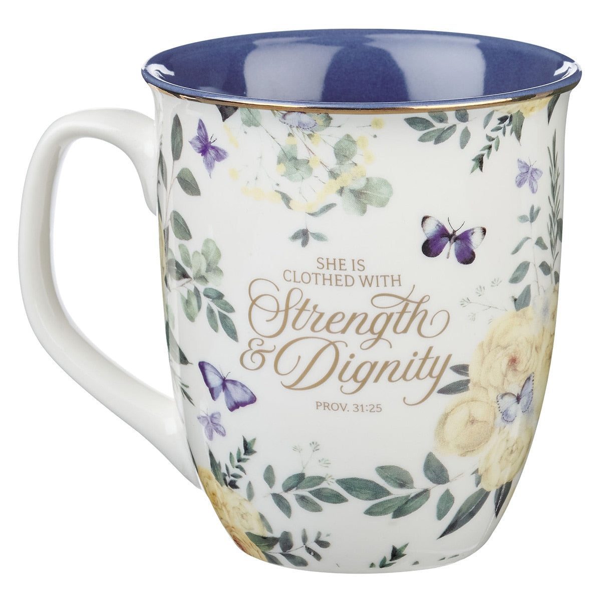 Grandma's Greatest Blessings Blue Floral Ceramic Coffee Mug - Proverbs 31:25