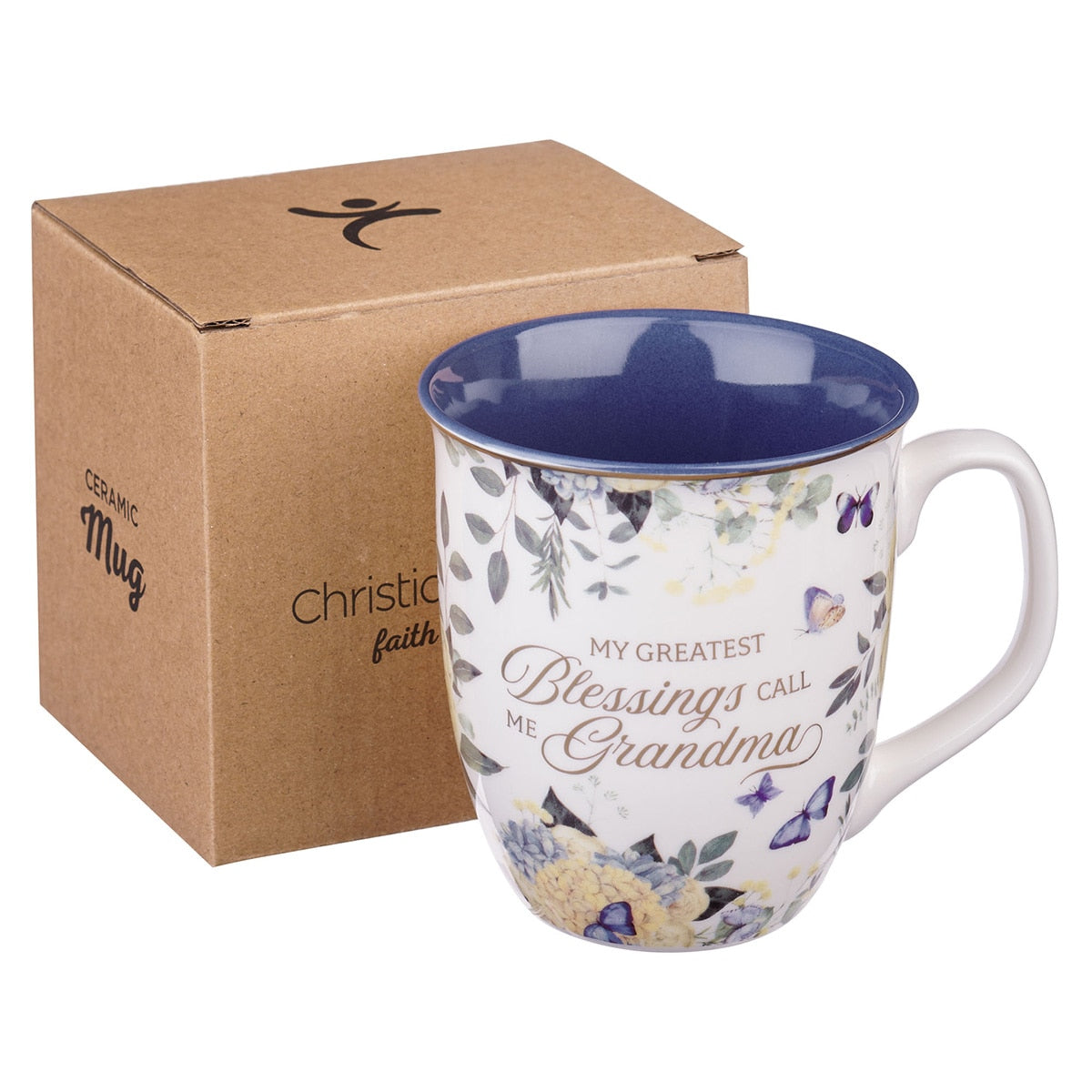 Grandma's Greatest Blessings Blue Floral Ceramic Coffee Mug - Proverbs 31:25