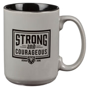 Strong and Courageous Dad Gray Ceramic Coffee Mug - Joshua 1:9
