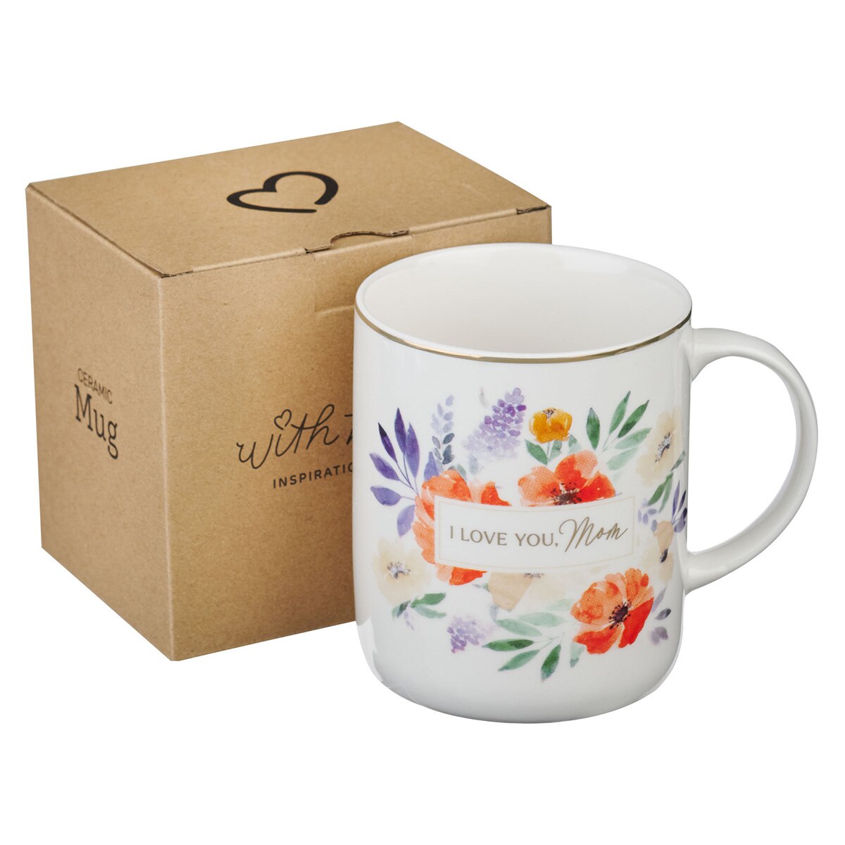 I Love You Mom Ivory and Poppy Ceramic Coffee Mug