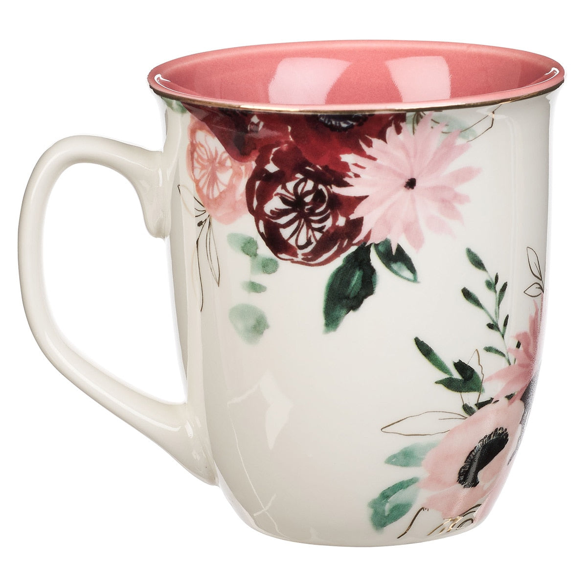 Blessed Mom Pink Floral Ceramic Coffee Mug - Jeremiah 17:1