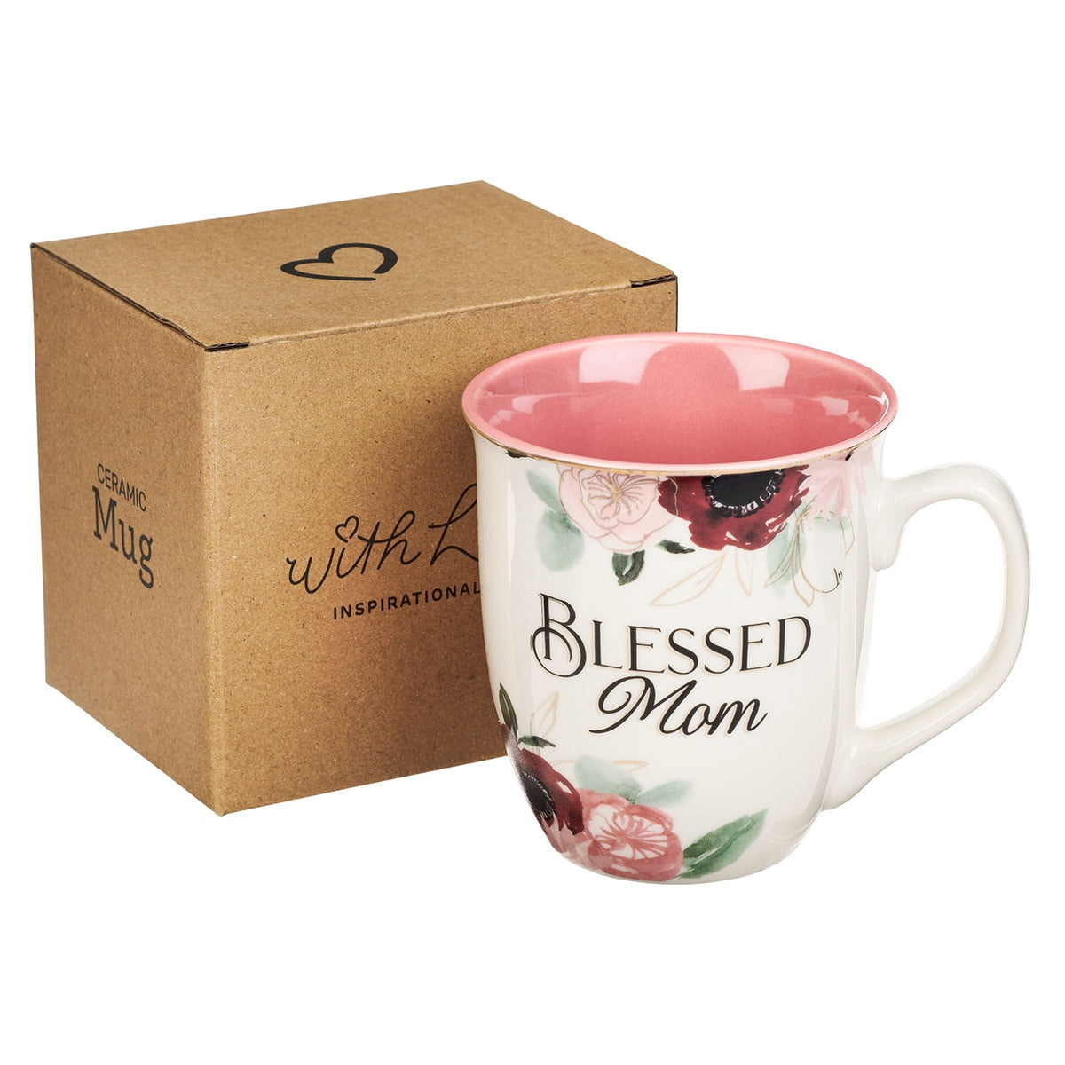 Blessed Mom Pink Floral Ceramic Coffee Mug - Jeremiah 17:1