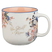 Be Still and Know Peach Blossom Ceramic Coffee Mug - Psalm 46:10